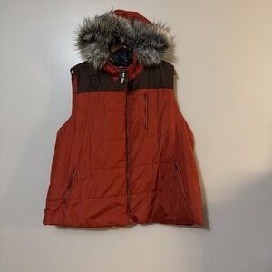 Puffer Vest Hooded Detachable Faux Fur Trim